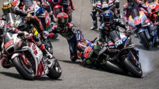 MotoGP is supposed to be dangerous, but…